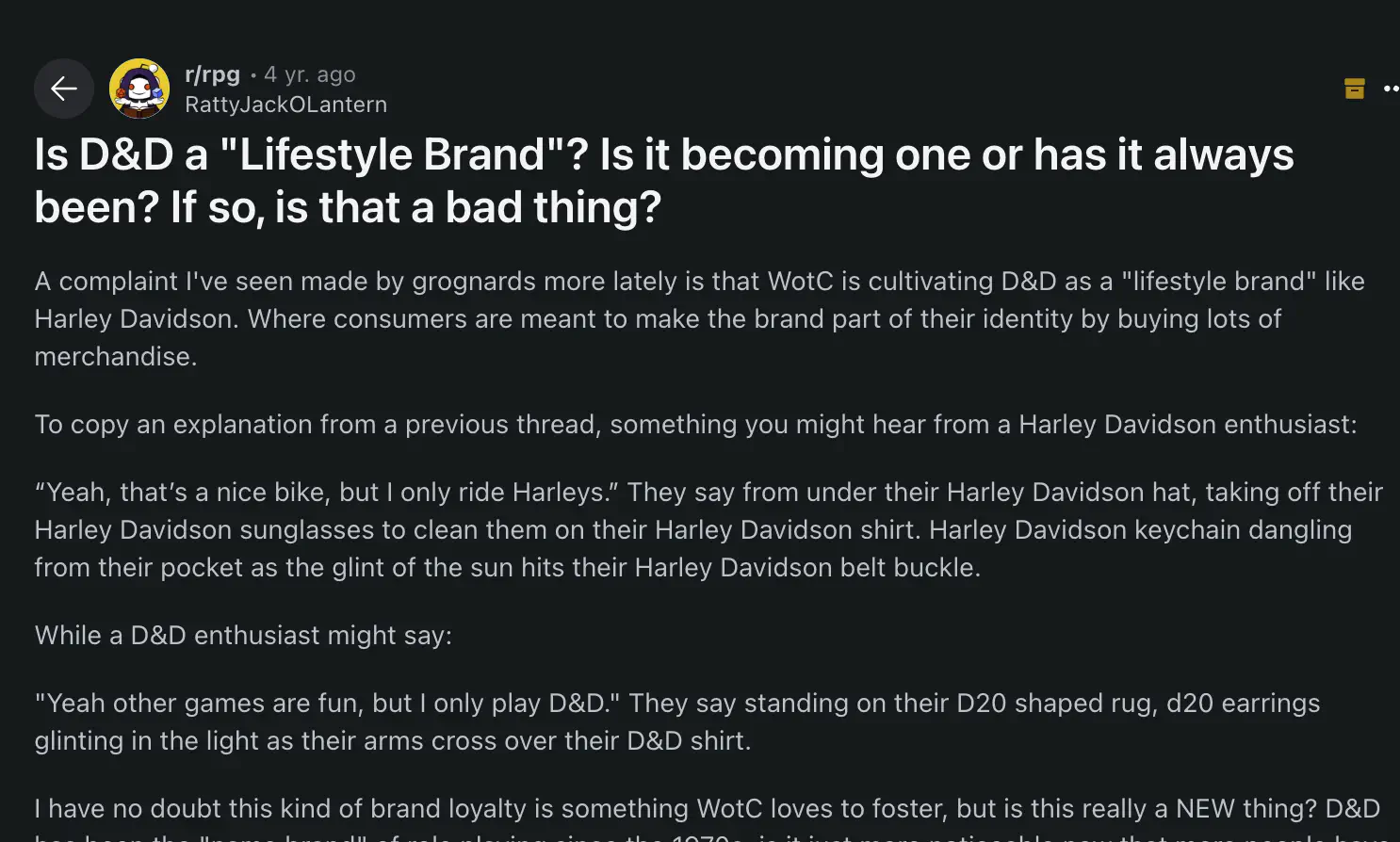 D&D se transformando em lifestyle brand